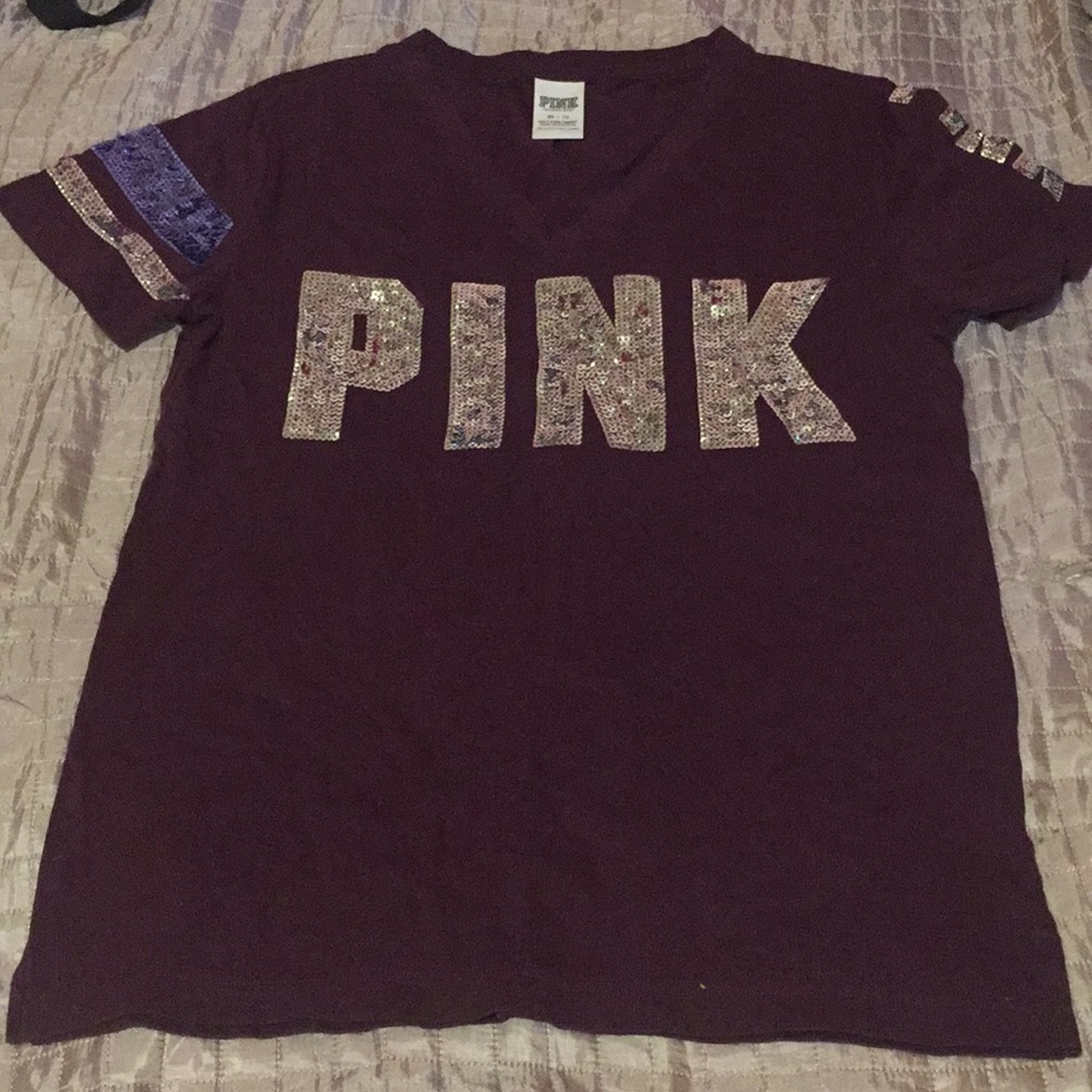 PINK maroon and sequins v-neck